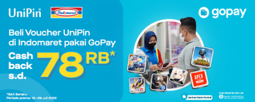 Beli Voucher UniPin di Indomaret Pakai GoPay, Cashback Hingga 78 ribu!